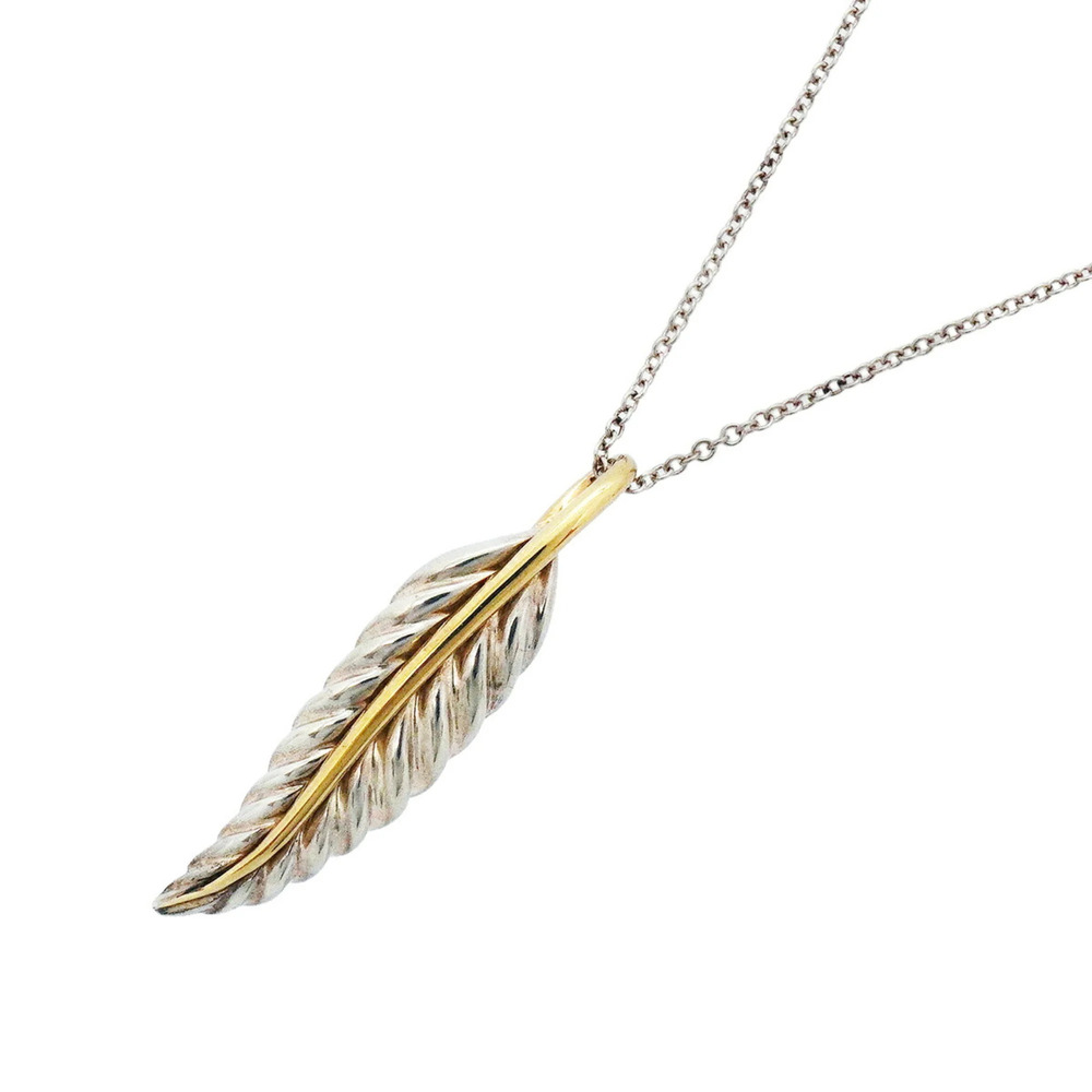 Tiffany & Co. Feather Necklace, 18K Yellow Gold (KYG), Sterling Silver (925),...
